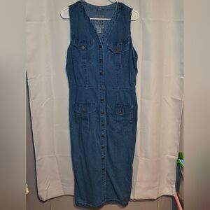 Denim Sleeveless Button-Down Dress